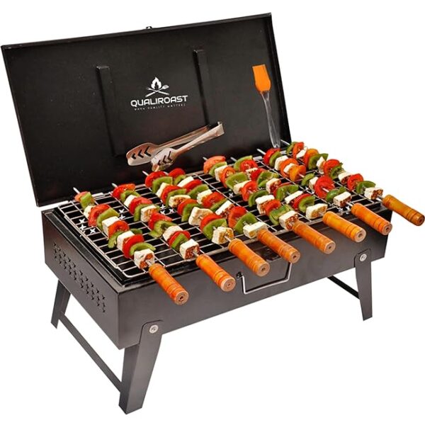 Charcoals Barbeque Grill Set for Home Chicken and vegetables